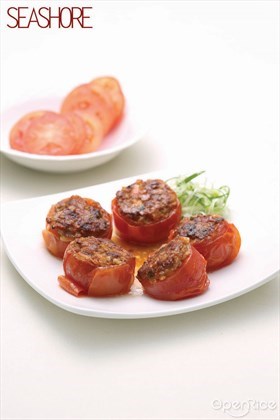 Pan-Fried Tomato Stuffed with Minced Pork Recipe  香煎肉酿番茄食谱