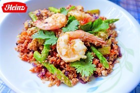 Prawn and Asparagus Fried Cauliflower Rice Recipe 鲜虾芦笋炒花椰菜饭食谱