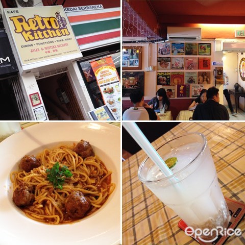 Retro Kitchen, Klang Valley, cheese stuffed meatballs, pork balls, retro, SS2, Petaling Jaya, pasta