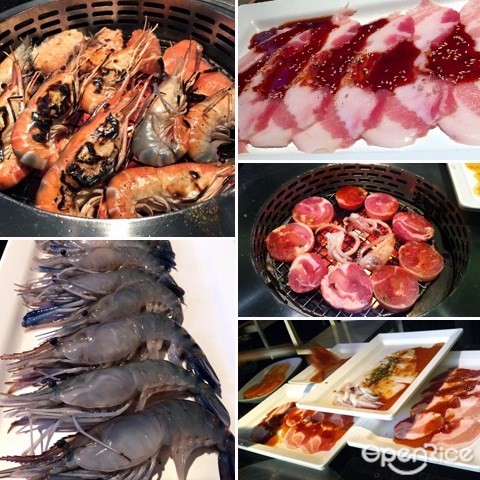 king kong yakiniku, bbq, seafood, bangkok, thailand, big head shrimps, prawns, buffet, all you can eat