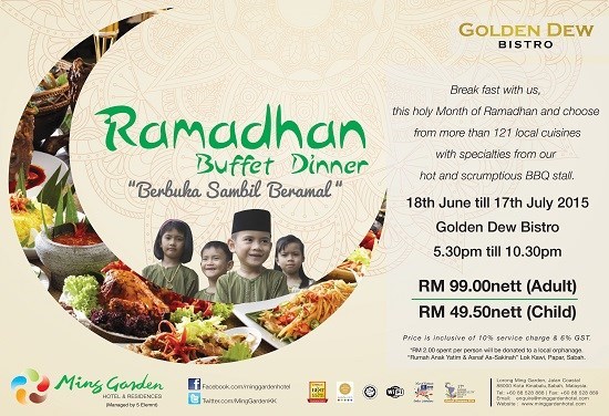 golden dew bistro, ming garden, hotel & residence, ramadhan, promotions, 2015, kota kinabalu