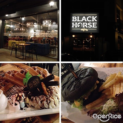 Klang valley, black horse, chocolate sauce, 西餐, waffle, cheese rice